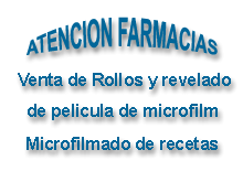 Atención Farmacias Venta de rollos y revelado de película de Microfilm Microfilmado de recetas
